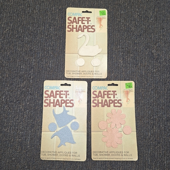 Vintage 1976 Lot Of 3 Safe-T-Shapes Anti Slip Bathtub Applique - Picture 1 of 6